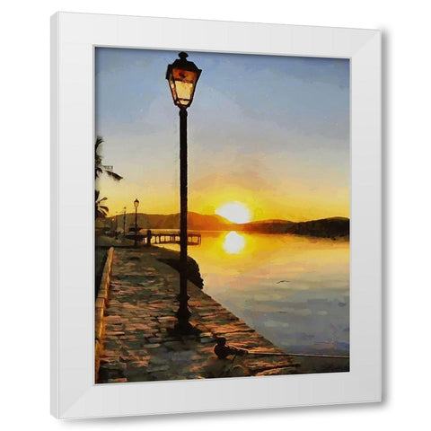 Sunrise by the River White Modern Wood Framed Art Print by Medeiros, Celito