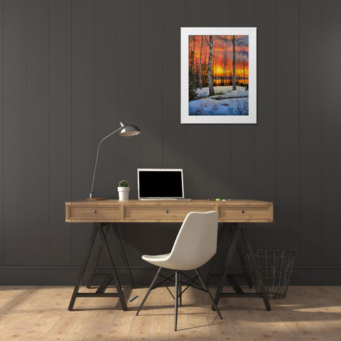 Sunseet in Winter White Modern Wood Framed Art Print by Medeiros, Celito