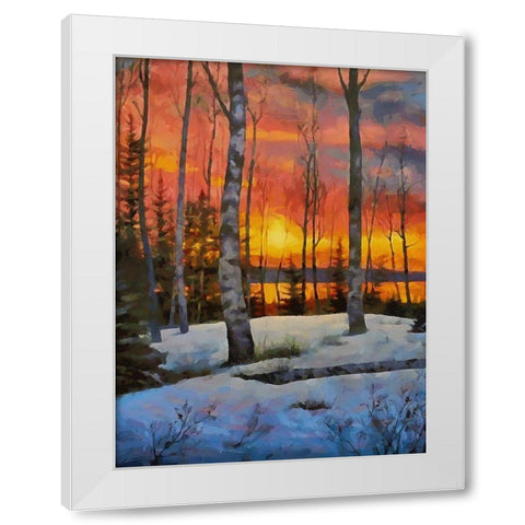 Sunseet in Winter White Modern Wood Framed Art Print by Medeiros, Celito