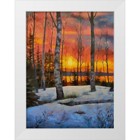 Sunseet in Winter White Modern Wood Framed Art Print by Medeiros, Celito