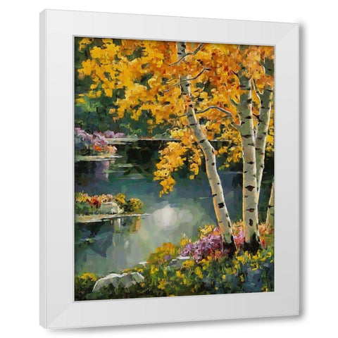 Stream in Autumn XI White Modern Wood Framed Art Print by Medeiros, Celito