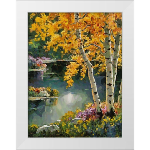 Stream in Autumn XI White Modern Wood Framed Art Print by Medeiros, Celito