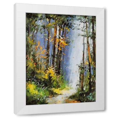 Path Trough The Woods I White Modern Wood Framed Art Print by Medeiros, Celito