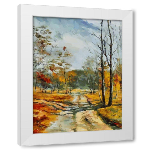 Path Trough The Woods I White Modern Wood Framed Art Print by Medeiros, Celito