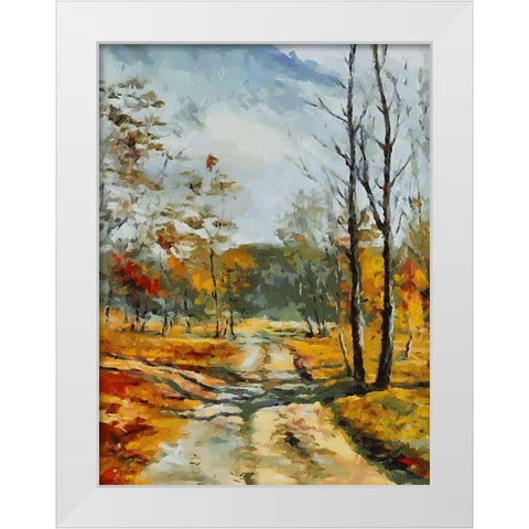 Path Trough The Woods I White Modern Wood Framed Art Print by Medeiros, Celito