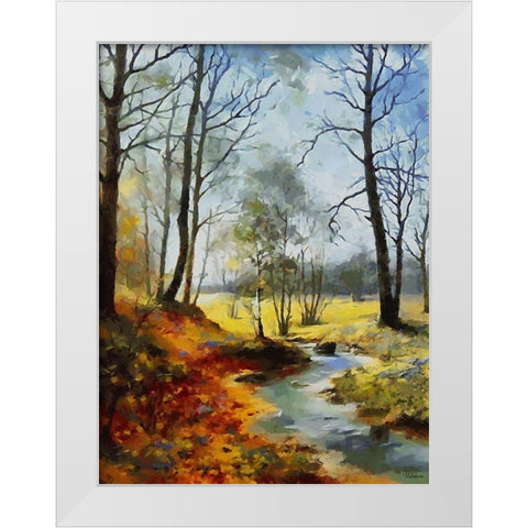 Stream Trough The Woods I White Modern Wood Framed Art Print by Medeiros, Celito
