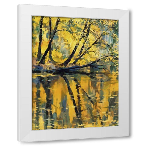 Yellow Mirror Lake White Modern Wood Framed Art Print by Medeiros, Celito