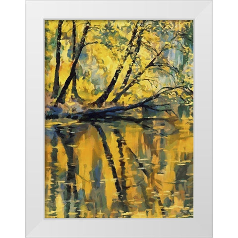 Yellow Mirror Lake White Modern Wood Framed Art Print by Medeiros, Celito