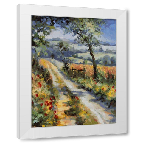 Poppies by the Road White Modern Wood Framed Art Print by Medeiros, Celito