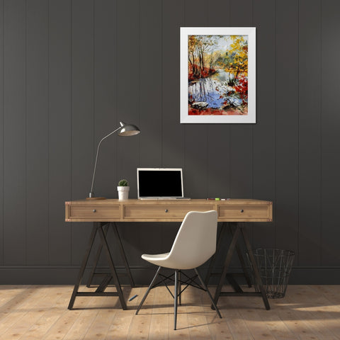 Romantic Nature in Autumn I White Modern Wood Framed Art Print by Medeiros, Celito