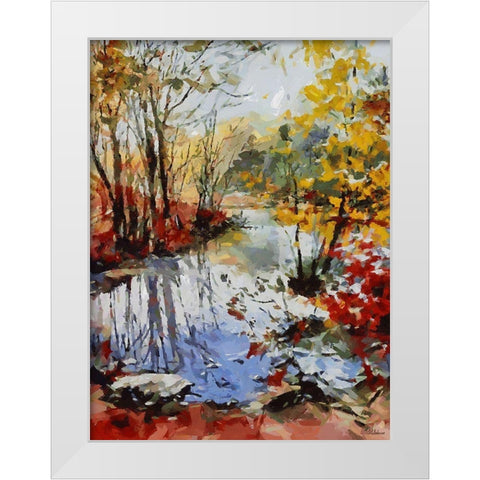 Romantic Nature in Autumn I White Modern Wood Framed Art Print by Medeiros, Celito