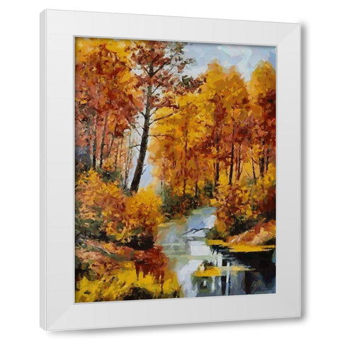 Romantic Nature in Autumn V White Modern Wood Framed Art Print by Medeiros, Celito
