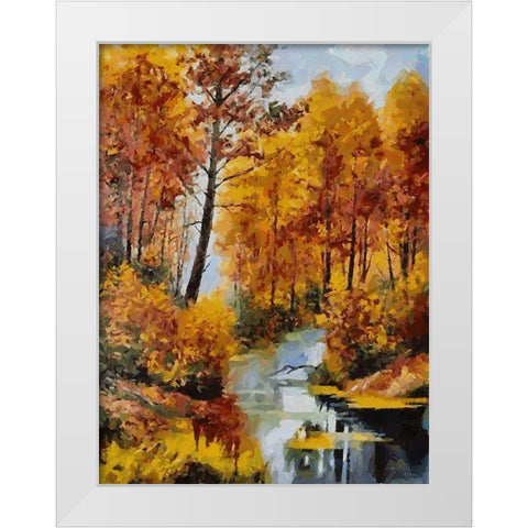 Romantic Nature in Autumn V White Modern Wood Framed Art Print by Medeiros, Celito