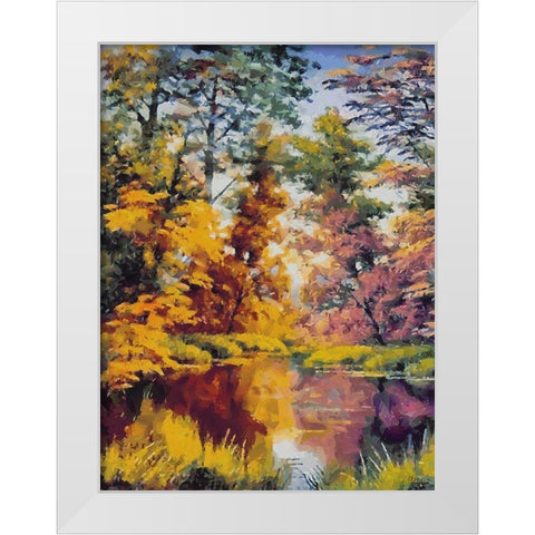 Romantic Nature in Autumn X White Modern Wood Framed Art Print by Medeiros, Celito