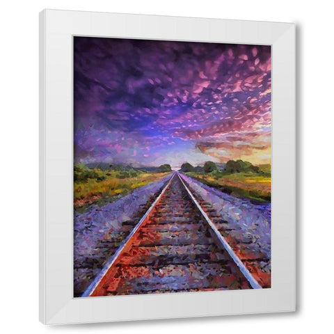 Purple Rail White Modern Wood Framed Art Print by Medeiros, Celito