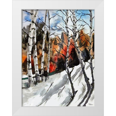 Birches in Snow White Modern Wood Framed Art Print by Medeiros, Celito
