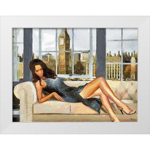 Girl in Silver in London White Modern Wood Framed Art Print by Medeiros, Celito