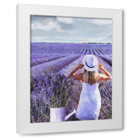 Girl with a White Hat White Modern Wood Framed Art Print by Medeiros, Celito