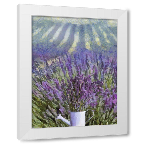 Can in the Lavender Field White Modern Wood Framed Art Print by Medeiros, Celito