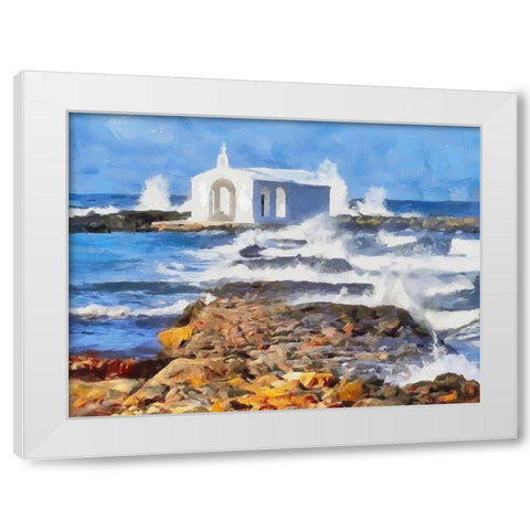 White Church on the Beach White Modern Wood Framed Art Print by Medeiros, Celito