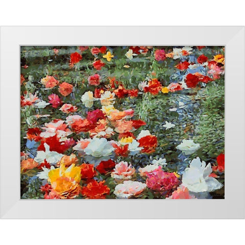 Red, White and Pink Flowers White Modern Wood Framed Art Print by Medeiros, Celito