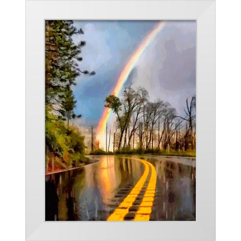 Rainbove over the Street White Modern Wood Framed Art Print by Medeiros, Celito