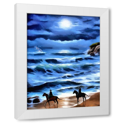 Horses on the Beach White Modern Wood Framed Art Print by Medeiros, Celito