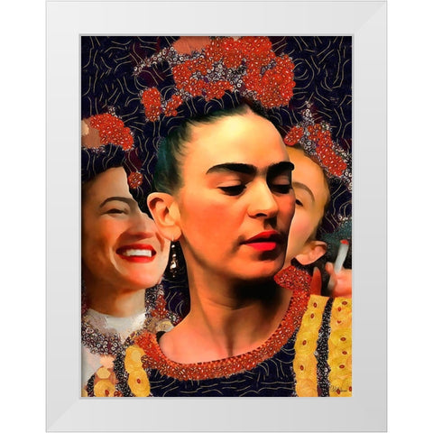 Frida Kahlo Variation I White Modern Wood Framed Art Print by Medeiros, Celito