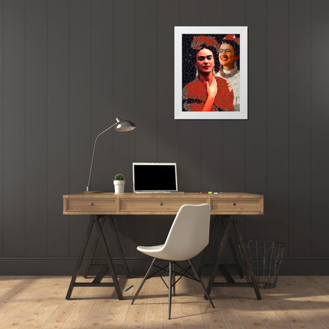 Frida Kahlo Variation II White Modern Wood Framed Art Print by Medeiros, Celito
