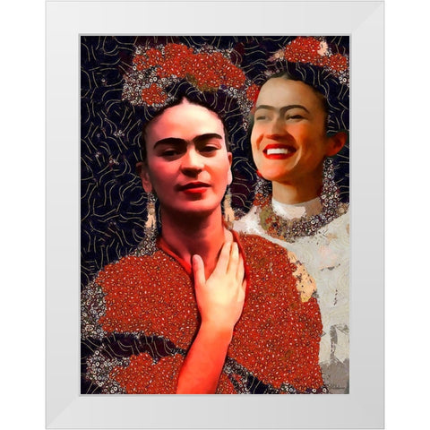 Frida Kahlo Variation II White Modern Wood Framed Art Print by Medeiros, Celito