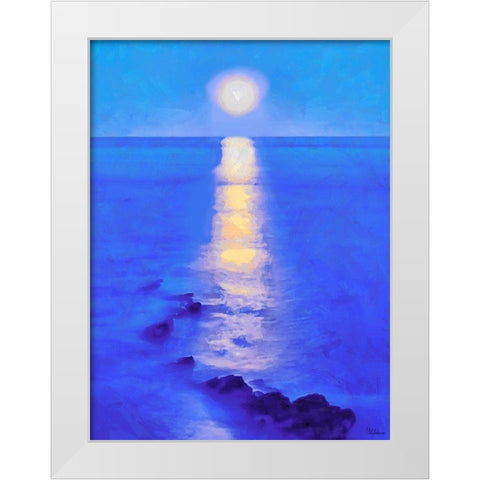 Full Moon over the Sea White Modern Wood Framed Art Print by Medeiros, Celito