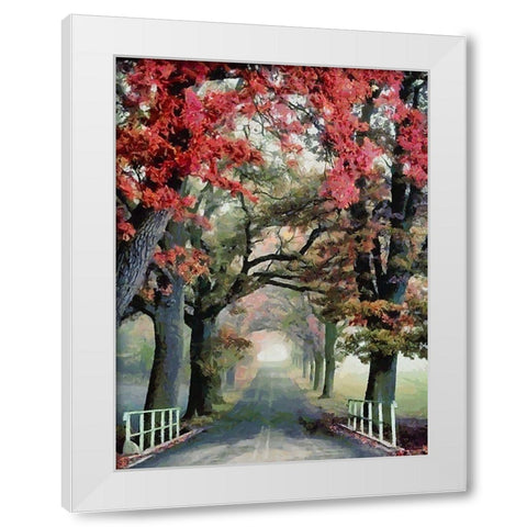 Tree with red Leaves White Modern Wood Framed Art Print by Medeiros, Celito