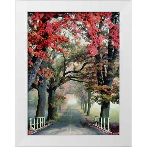 Tree with red Leaves White Modern Wood Framed Art Print by Medeiros, Celito