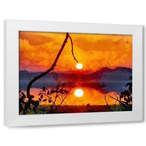 Mirrored Sunset White Modern Wood Framed Art Print by Medeiros, Celito