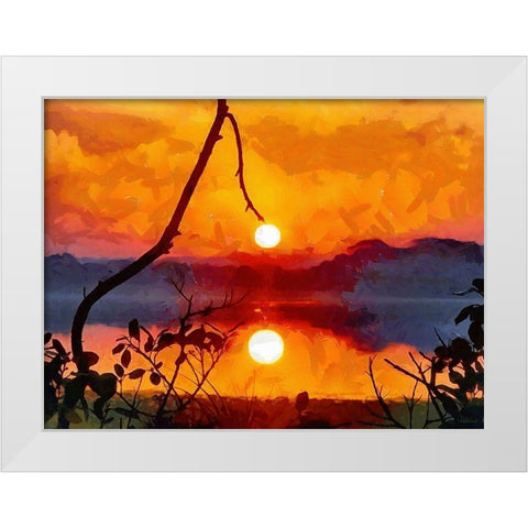Mirrored Sunset White Modern Wood Framed Art Print by Medeiros, Celito