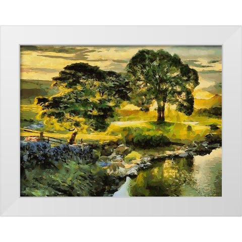 Green Landscape White Modern Wood Framed Art Print by Medeiros, Celito