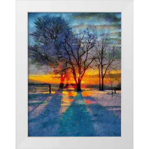 Sunrise in Frozen Landscape I White Modern Wood Framed Art Print by Medeiros, Celito