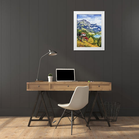 Mountains Landscape White Modern Wood Framed Art Print by Medeiros, Celito