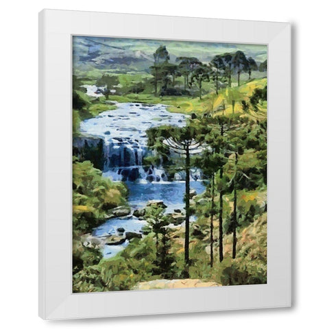 Nice Watterfall White Modern Wood Framed Art Print by Medeiros, Celito