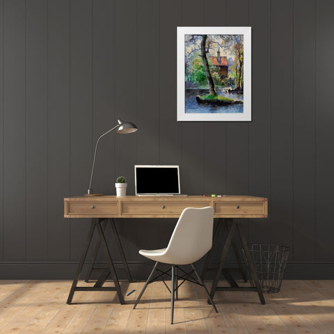 House near the Lake White Modern Wood Framed Art Print by Medeiros, Celito