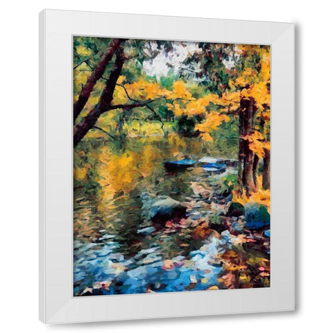 Boats on the River White Modern Wood Framed Art Print by Medeiros, Celito