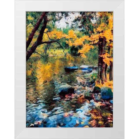 Boats on the River White Modern Wood Framed Art Print by Medeiros, Celito
