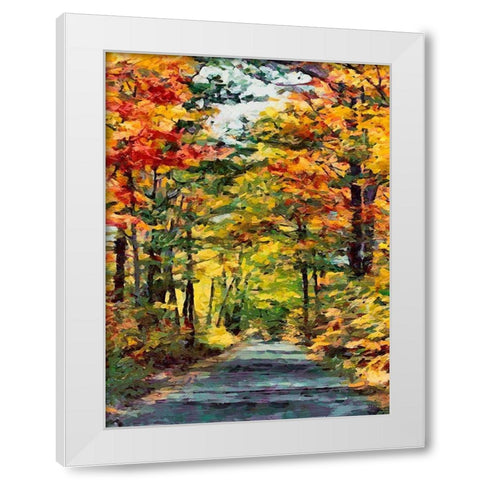 Golden Autumn Leaves White Modern Wood Framed Art Print by Medeiros, Celito