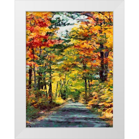 Golden Autumn Leaves White Modern Wood Framed Art Print by Medeiros, Celito
