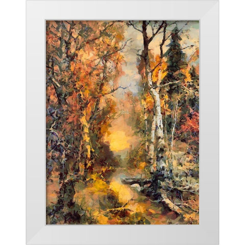 Deep Autumn Sunset White Modern Wood Framed Art Print by Medeiros, Celito