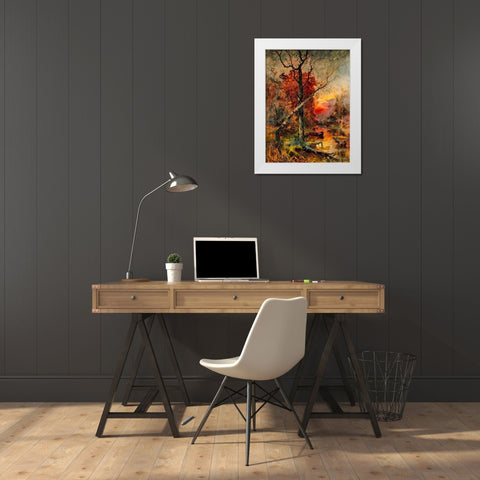 Deep Autumn Sunset II White Modern Wood Framed Art Print by Medeiros, Celito
