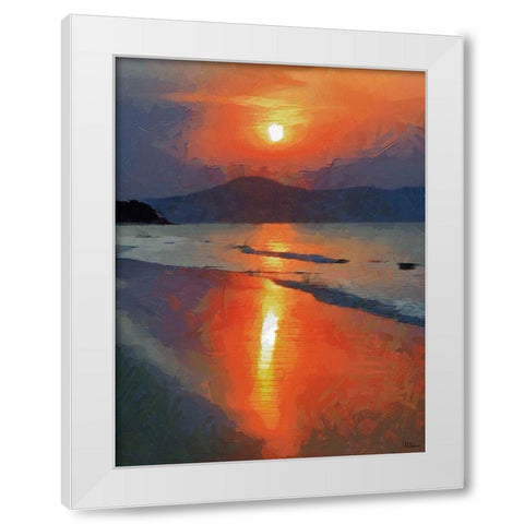 Sunset over the Mountains White Modern Wood Framed Art Print by Medeiros, Celito