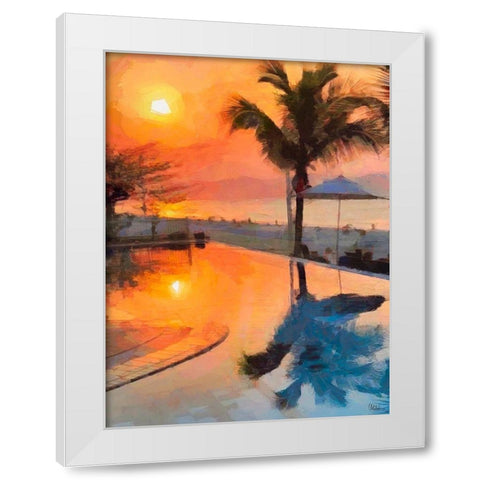 Sunset over the Beach White Modern Wood Framed Art Print by Medeiros, Celito