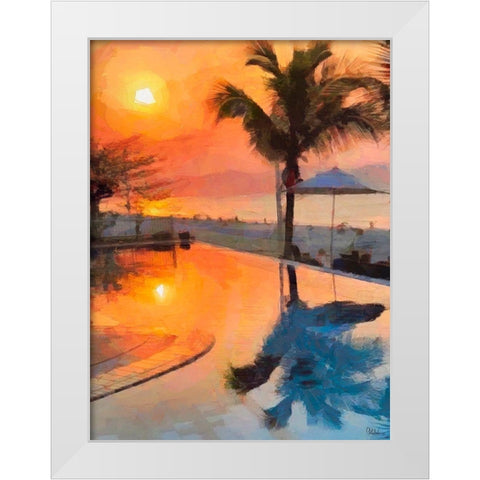 Sunset over the Beach White Modern Wood Framed Art Print by Medeiros, Celito