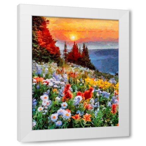 Blooming Meadow White Modern Wood Framed Art Print by Medeiros, Celito